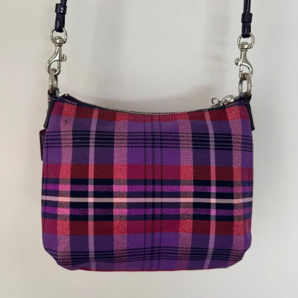 Coach Poppy Tartan Plaid Crossbody Bag Vintage Y2K Purple